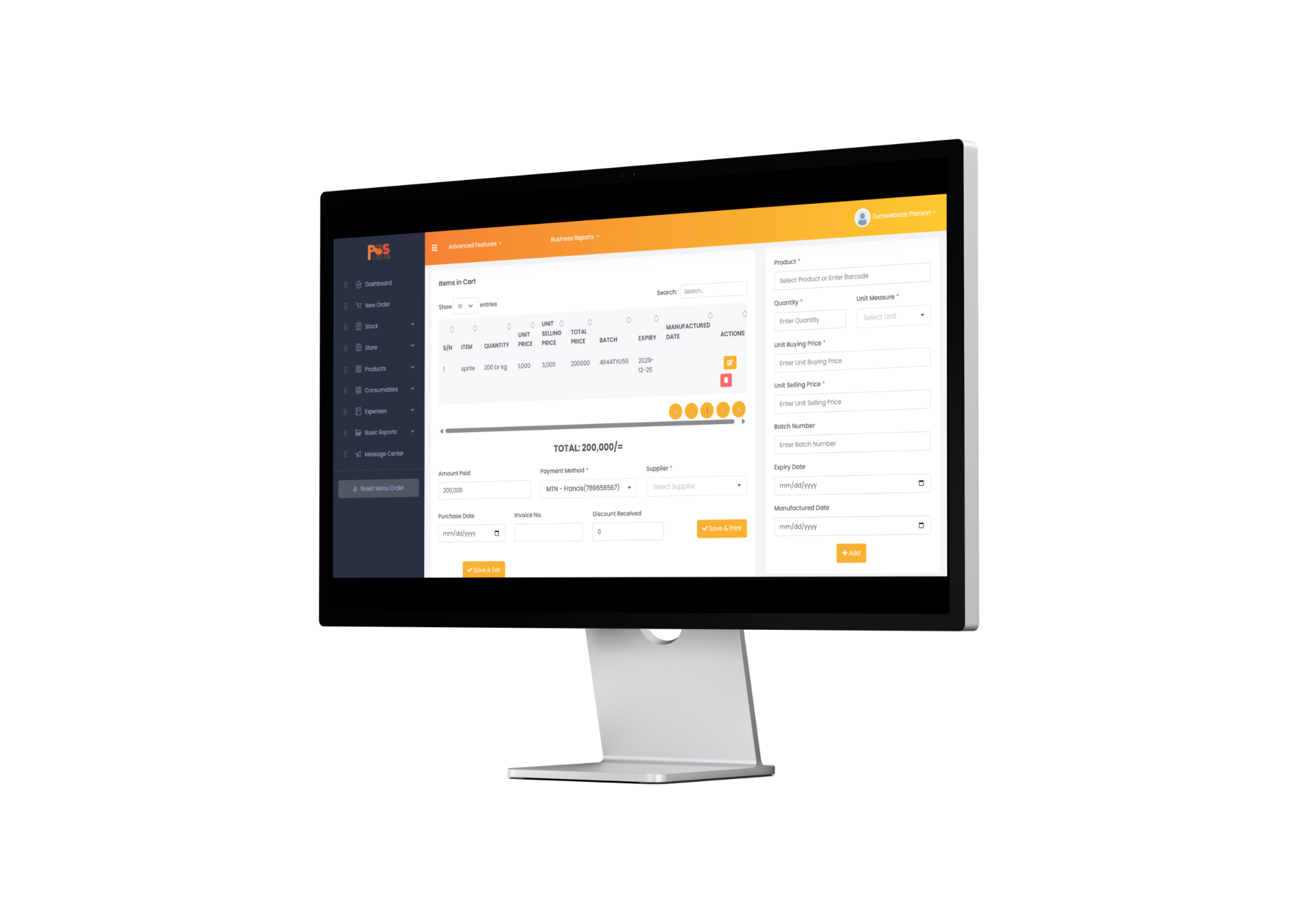POSCream application screen