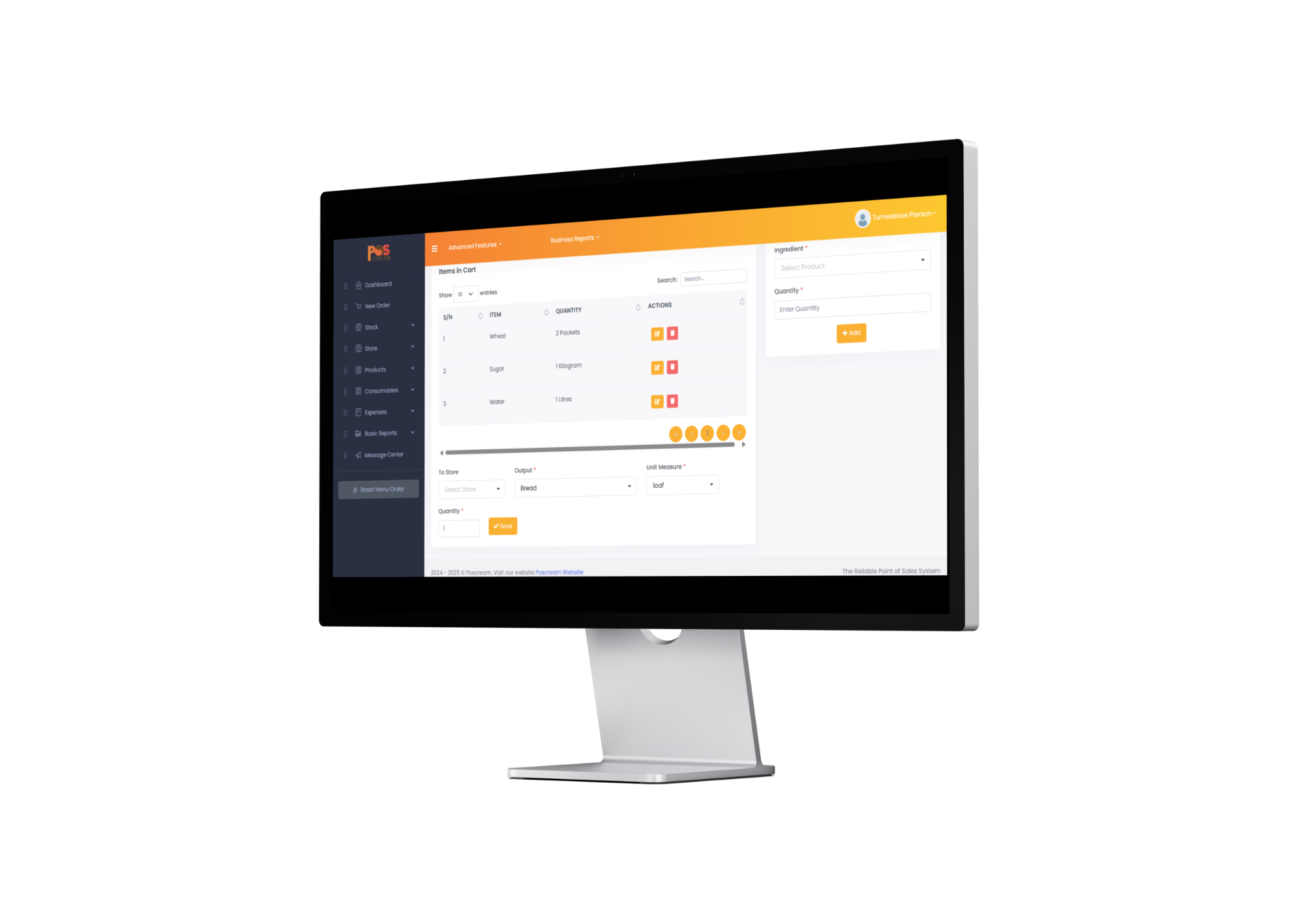 POSCream application screen