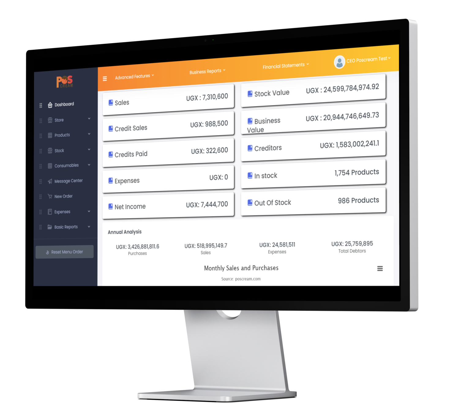 Real POSCream dashboard screenshot